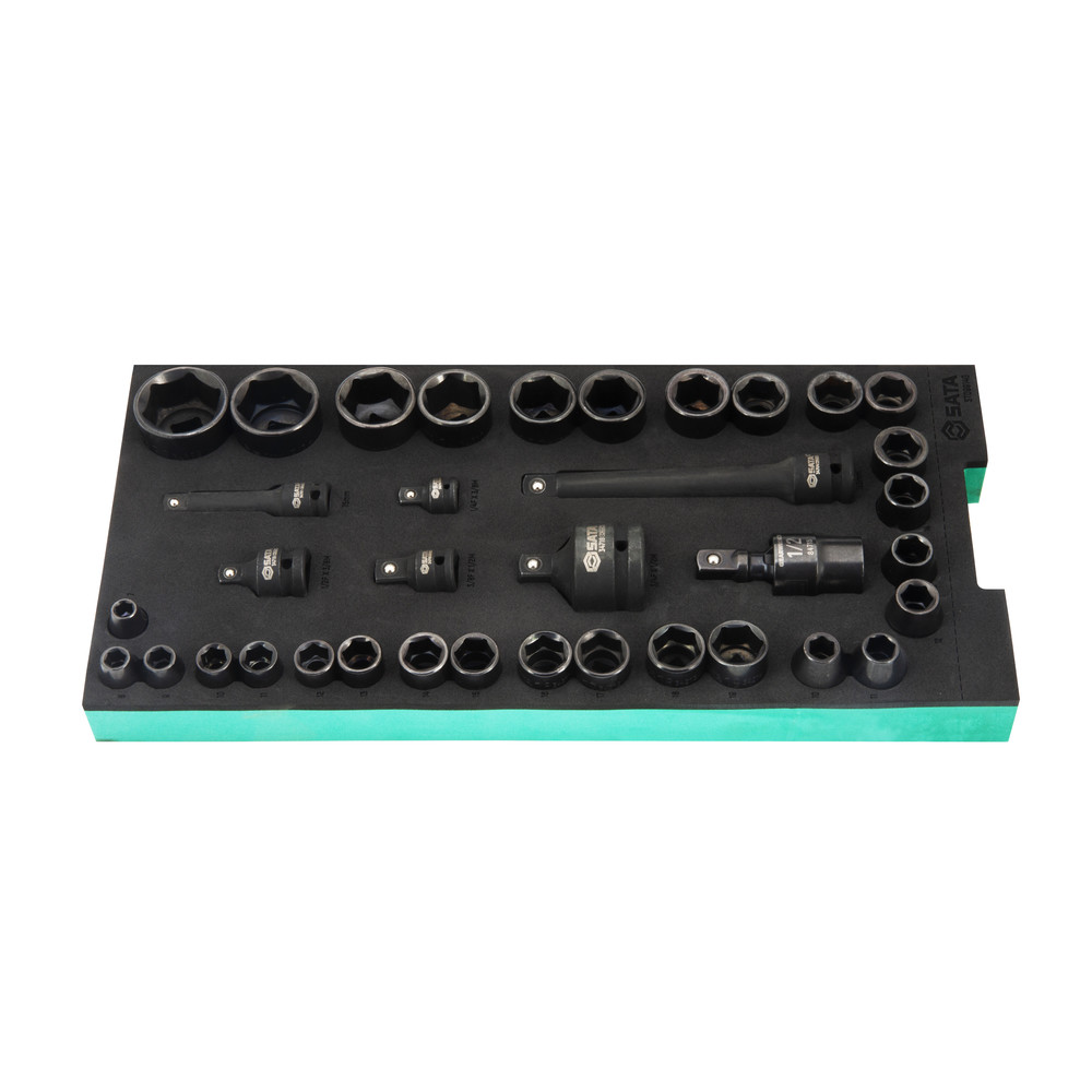 SATA 3/8" & 1/2" 6-kant Kraft-Steckschlüssel-Einlage, 36-tlg.
