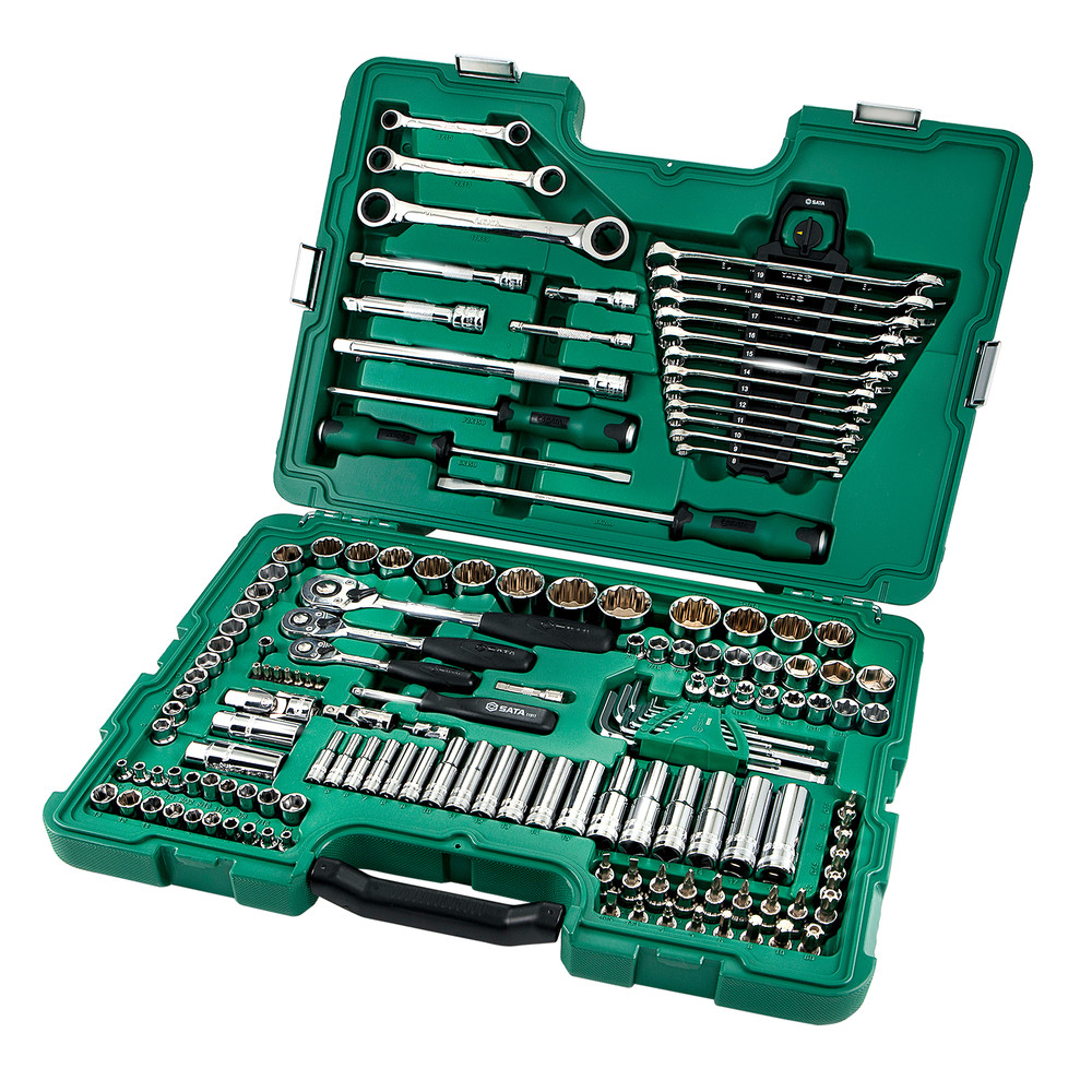 SATA 1/4, 3/8, 1/2" Steckschlüssel Satz, metrisch u. zöllig, 150-tlg.